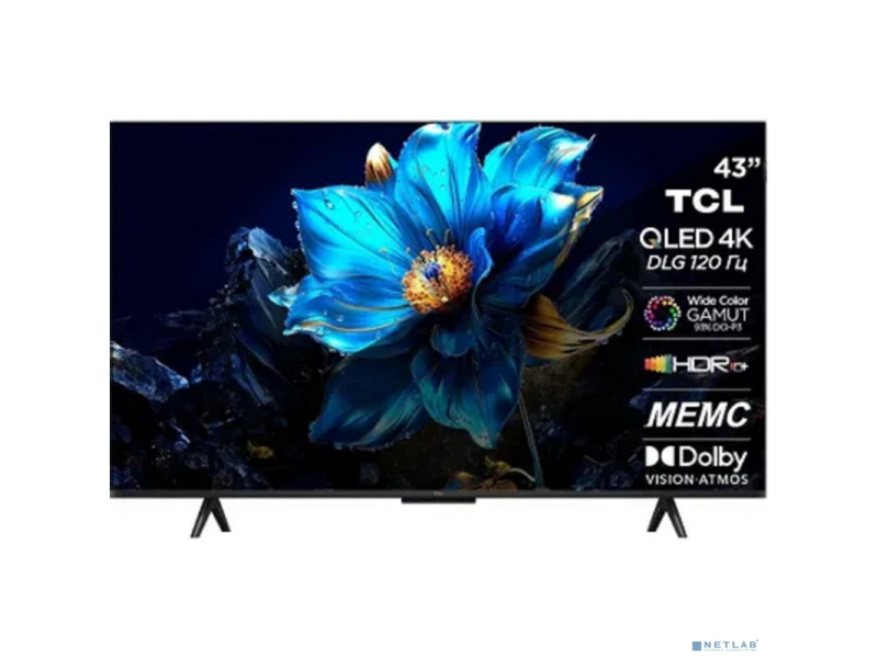 Телевизор QLED TCL 43" 43P7K черный 4K Ultra HD 60Hz DVB-T DVB-T2 DVB-C DVB-S DVB-S2 USB WiFi Smart TV
