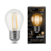 Лампа филам. Gauss Filament 11Вт цок.:E27 шар 220B 2700K св.свеч.бел.теп. (упак.:1шт) (105802111)