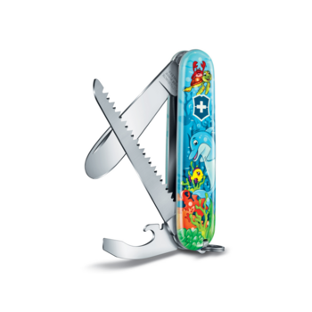 Нож перочинный Victorinox My First Victorinox Dolphin Edition (0.2373.E1) 84мм 9функц. голубой/рисунок карт.коробка