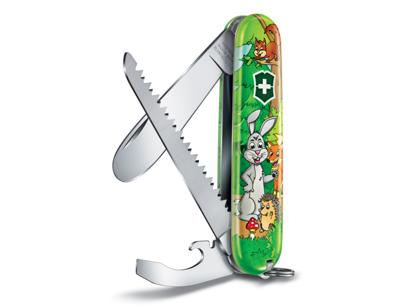 Нож перочинный Victorinox My First Victorinox Rabbit Edition (0.2373.E2) 84мм 9функц. зеленый/рисунок карт.коробка