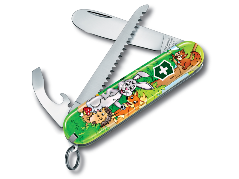 Нож перочинный Victorinox My First Victorinox Rabbit Edition (0.2373.E2) 84мм 9функц. зеленый/рисунок карт.коробка