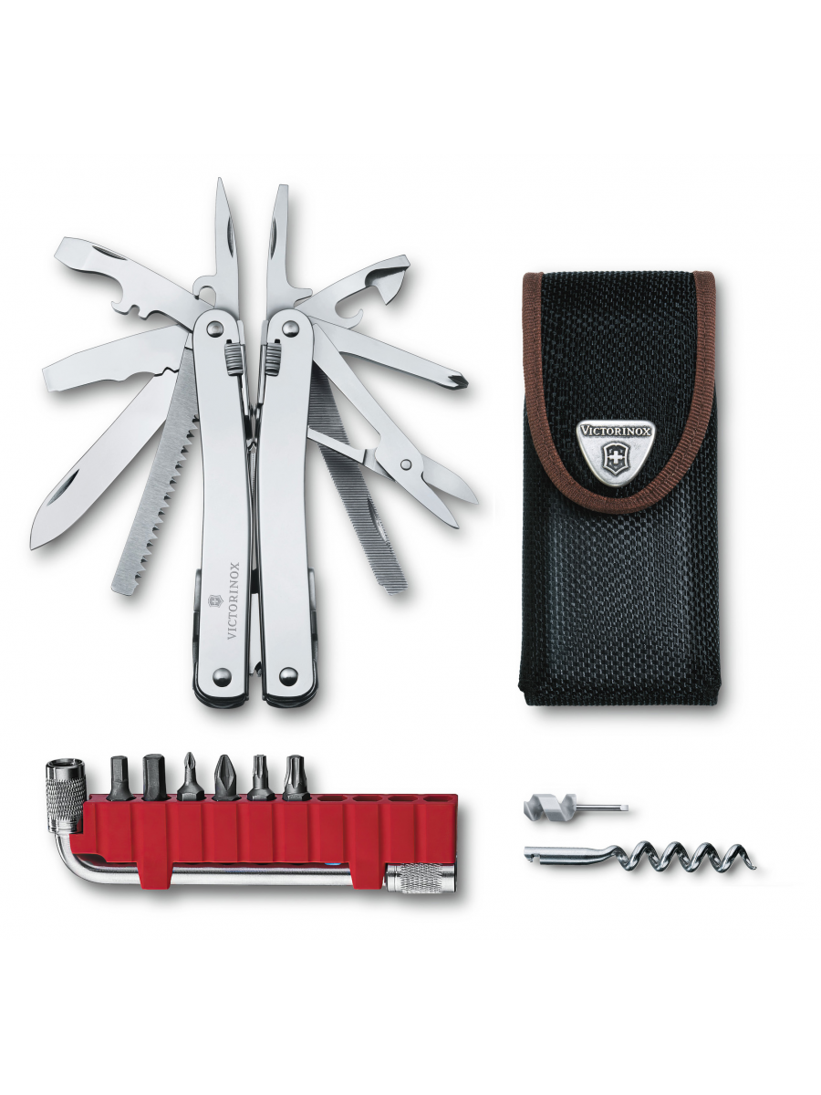 Мультитул Victorinox SwissTool Spirit X (3.0235.N) 105мм 35функц. мини-отвертка/штопор/набор бит/удлинитель/чехол нейлоновый серебристый карт.коробка