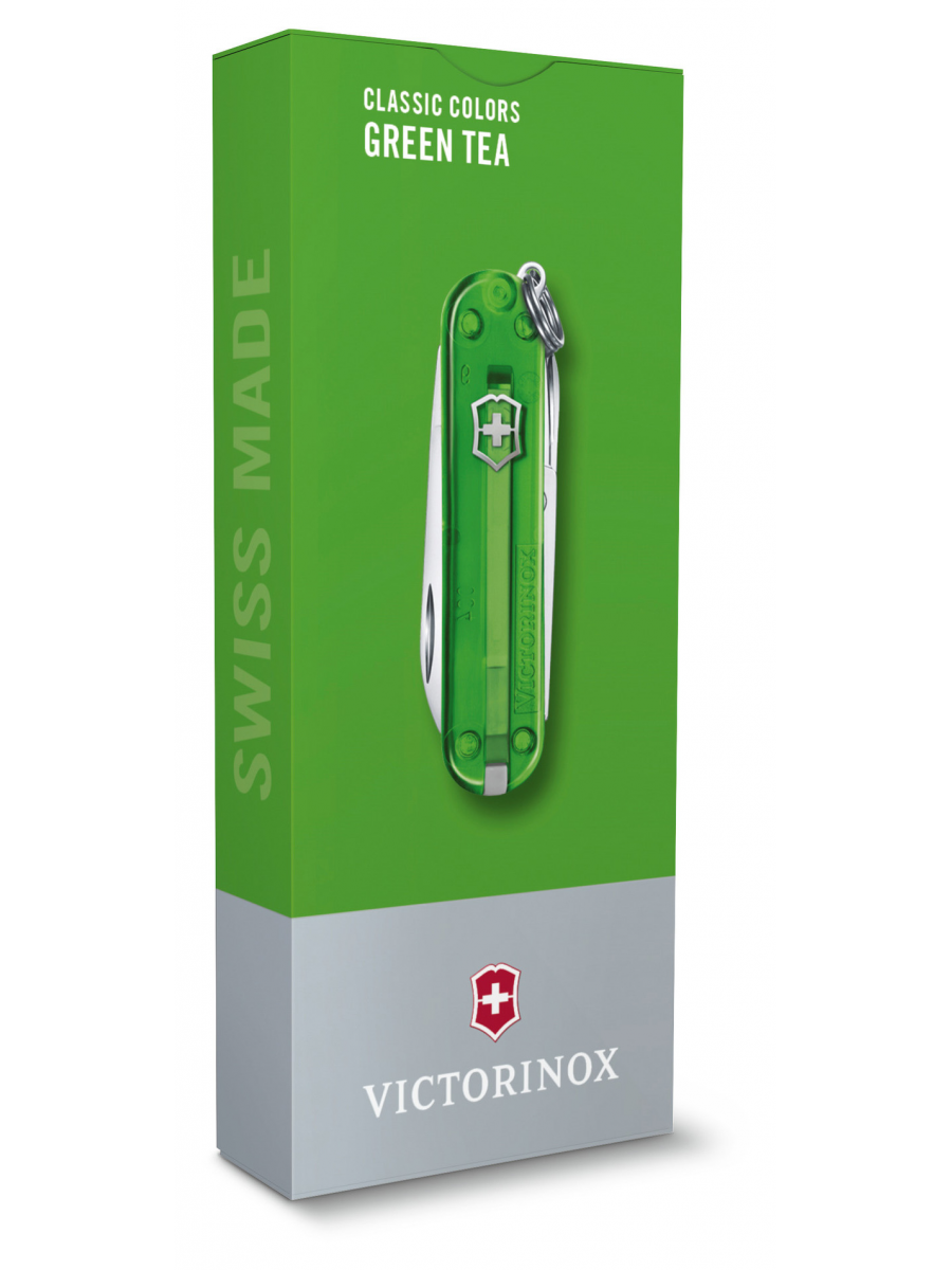Нож перочинный Victorinox Classic SD Green Tea (0.6223.T41G) 58мм 7функц. подар.коробка