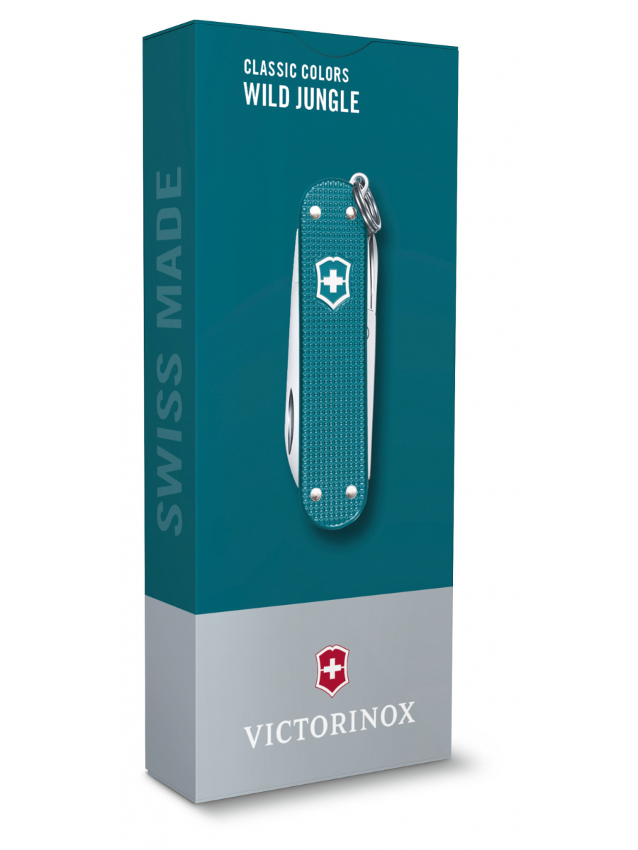 Нож перочинный Victorinox Classic SD Alox Wild Jungle (0.6221.242G) 58мм 7функц. подар.коробка