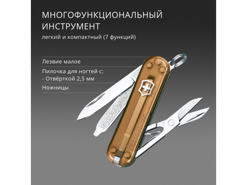 Нож перочинный Victorinox Classic SD Chocolate Fugde (0.6223.T55G) 58мм 7функц. подар.коробка