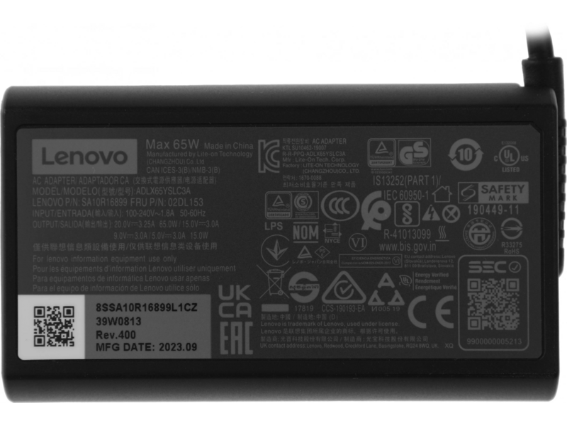 Адаптер Lenovo ThinkPad 65W от бытовой электросети