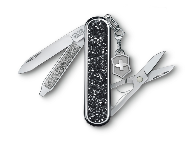 Нож перочинный Victorinox Classic Brilliant Crystal (0.6221.35) 58мм 5функц. черный/серебристый подар.коробка