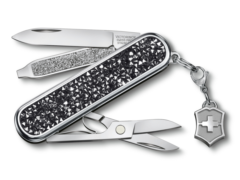 Нож перочинный Victorinox Classic Brilliant Crystal (0.6221.35) 58мм 5функц. черный/серебристый подар.коробка