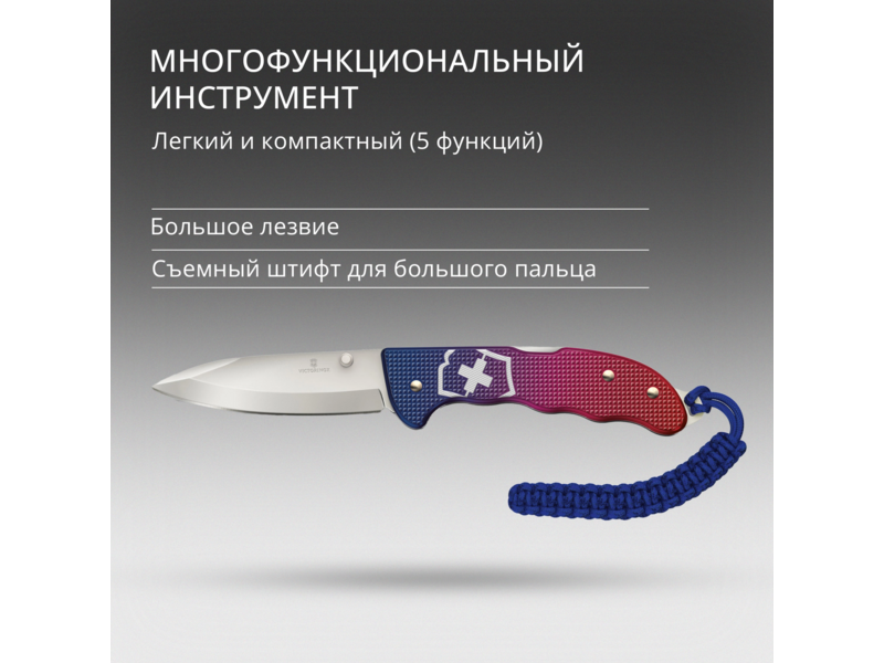 Нож перочинный Victorinox Evoke Alox (0.9415.D221) 136мм 5функц. синий/красный подар.коробка