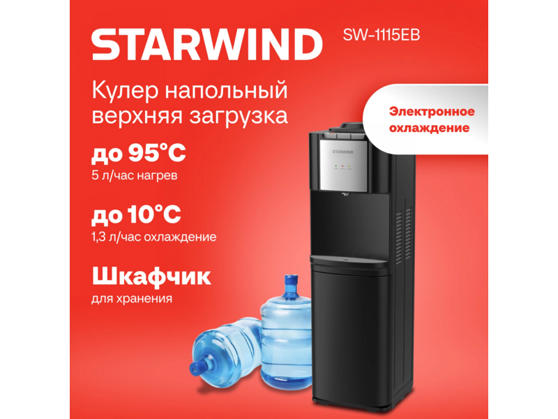 Кулер Starwind SW-1115EB напольный электронный черный