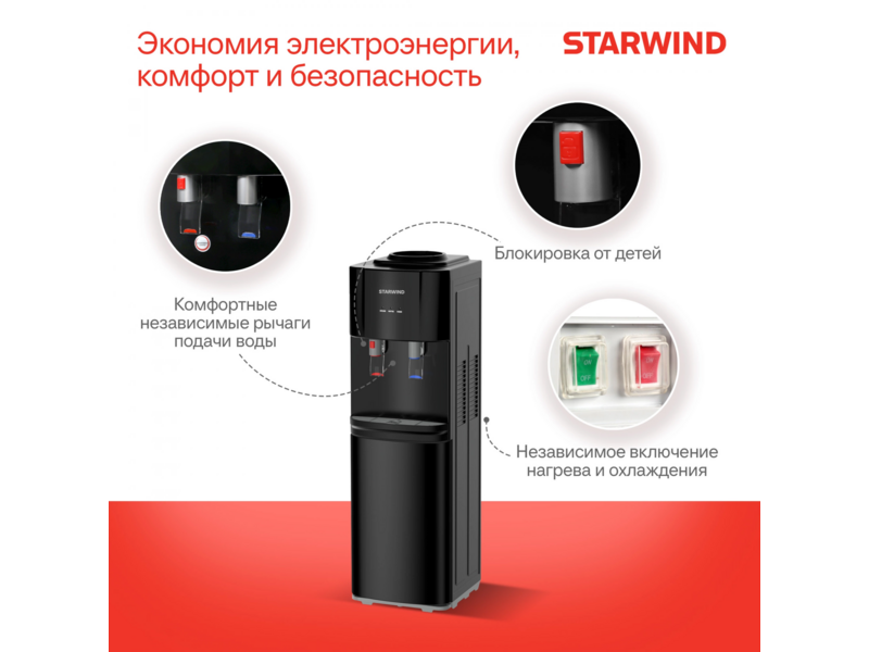 Кулер Starwind SW-1113EB напольный электронный черный