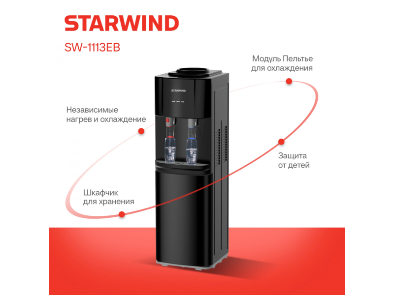 Кулер Starwind SW-1113EB напольный электронный черный