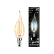 Лампа филам. Gauss Filament 5Вт цок.:E14 свеча 220B св.свеч.бел.нейт. (упак.:10шт) (104801805)