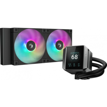 Система водяного охлаждения Deepcool Mystique 240 ARGB Soc-AM5/AM4/1200/1700/1851 черный 4-pin 36.49dB Al LCD 280W 1543gr Ret (R-LX550-BKADSNC-G-1)