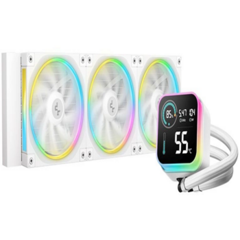 Система водяного охлаждения Deepcool LQ360 Wh ARGB Soc-AM5/AM4/1200/1700/1851 белый 4-pin 32dB Al LCD 350W 1840gr Ret (R-LQ360-WHDSMC-G-1)