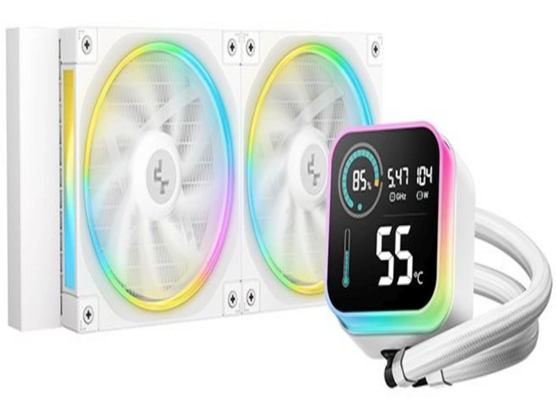 Система водяного охлаждения Deepcool LQ240 Wh ARGB Soc-AM5/AM4/1200/1700/1851 белый 4-pin 32dB Al LCD 300W 1530gr Ret (R-LQ240-WHDSMC-G-1)