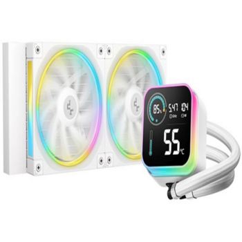 Система водяного охлаждения Deepcool LQ240 Wh ARGB Soc-AM5/AM4/1200/1700/1851 белый 4-pin 32dB Al LCD 300W 1530gr Ret (R-LQ240-WHDSMC-G-1)