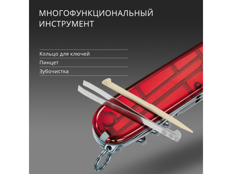 Нож перочинный Victorinox Climber (1.3703.T) 91мм 14функц. красный полупрозрачный карт.коробка