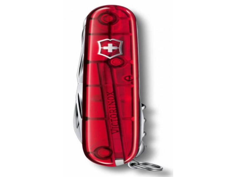 Нож перочинный Victorinox Huntsman (1.3713.T) 91мм 15функц. красный полупрозрачный карт.коробка