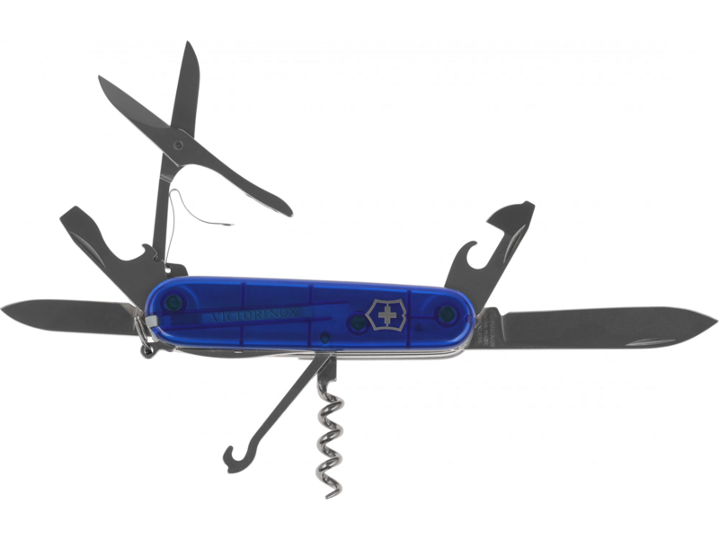 Нож перочинный Victorinox Huntsman (1.3713.T2) 91мм 15функц. синий полупрозрачный карт.коробка