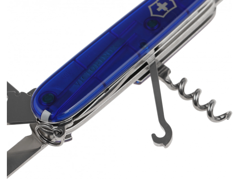 Нож перочинный Victorinox Huntsman (1.3713.T2) 91мм 15функц. синий полупрозрачный карт.коробка