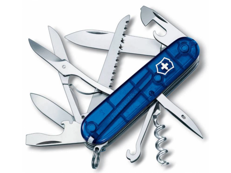 Нож перочинный Victorinox Huntsman (1.3713.T2) 91мм 15функц. синий полупрозрачный карт.коробка