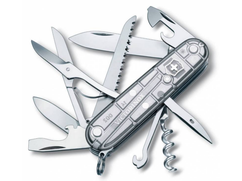 Нож перочинный Victorinox Huntsman (1.3713.T7) 91мм 15функц. серебристый полупрозрачный карт.коробка