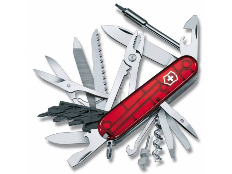 Нож перочинный Victorinox CyberTool L (1.7775.T) 91мм 39функц. красный полупрозрачный карт.коробка