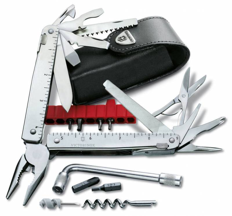 Мультитул Victorinox SwissTool X Plus (3.0338.L) 115мм 37функц. мини-отвертка/штопор/набор бит/чехол кожаный серебристый карт.коробка