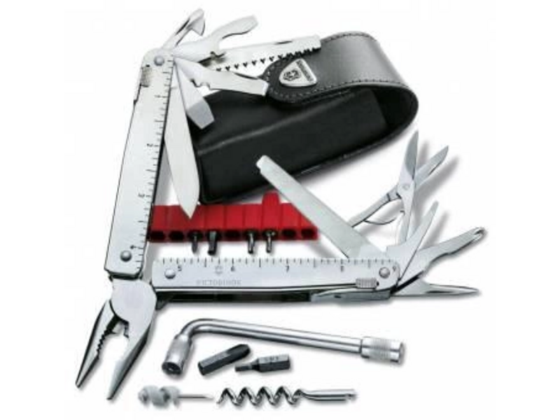 Мультитул Victorinox SwissTool X Plus (3.0338.L) 115мм 37функц. мини-отвертка/штопор/набор бит/чехол кожаный серебристый карт.коробка