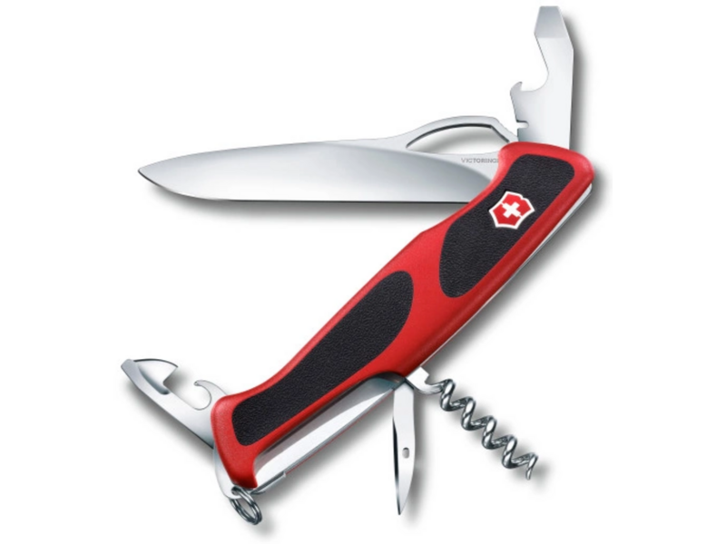 Нож перочинный Victorinox RangerGrip 61 (0.9553.MC) 130мм 11функц. красный/черный карт.коробка