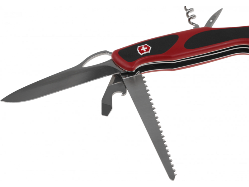Нож перочинный Victorinox RangerGrip 79 (0.9563.MC) 130мм 12функц. красный/черный карт.коробка
