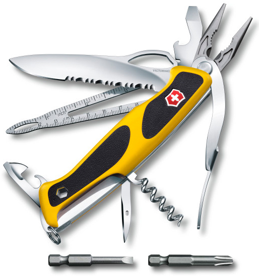 Нож перочинный Victorinox Ranger Boatsman MW Grip (0.9798.MWC8) 130мм 22функц. желтый/черный карт.коробка