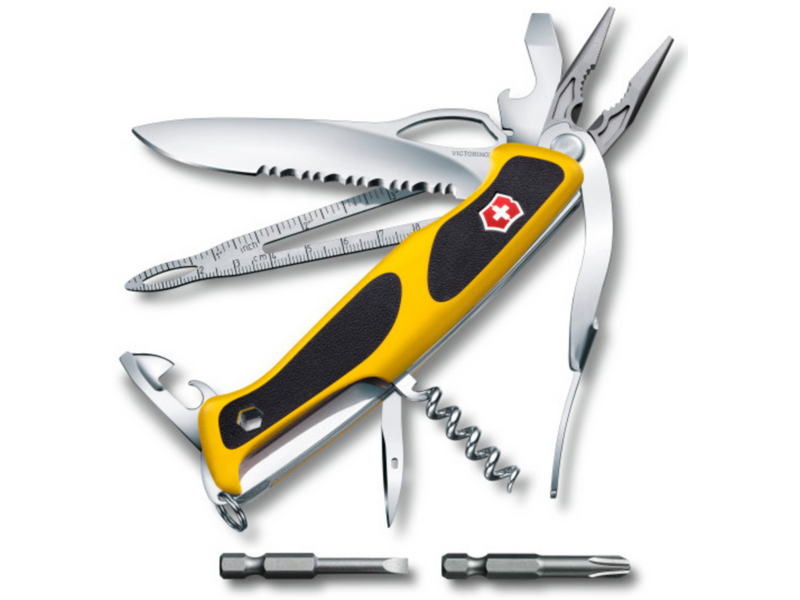 Нож перочинный Victorinox Ranger Boatsman MW Grip (0.9798.MWC8) 130мм 22функц. желтый/черный карт.коробка