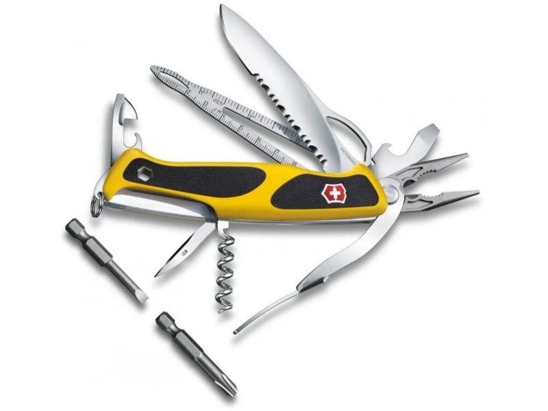 Нож перочинный Victorinox Ranger Boatsman MW Grip (0.9798.MWC8) 130мм 22функц. желтый/черный карт.коробка