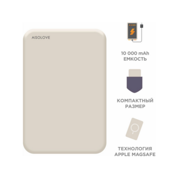 Мобильный аккумулятор Solove W12 5000mAh QC3.0/PD3.0 20W 3A USB-C беспров.зар. бежевый (W12 BEIGE RUS)