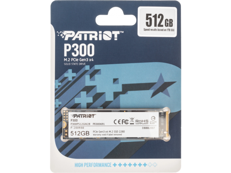 Накопитель SSD Patriot PCIe 3.0 x4 512GB P300P512GM28 P300 M.2 2280