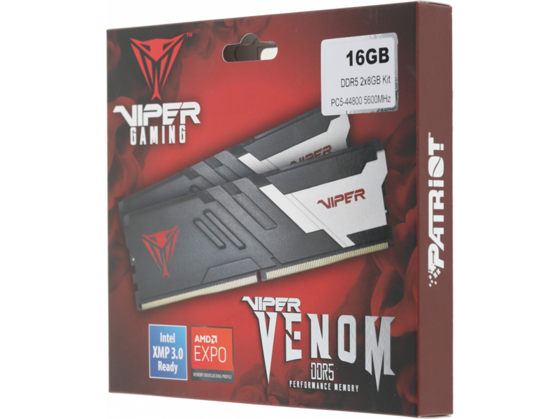 Память DDR5 2x8Gb 5600MHz Patriot PVV516G560C40K Viper Venom RTL Gaming PC5-44800 CL40 DIMM 288-pin 1.25В kit с радиатором Ret