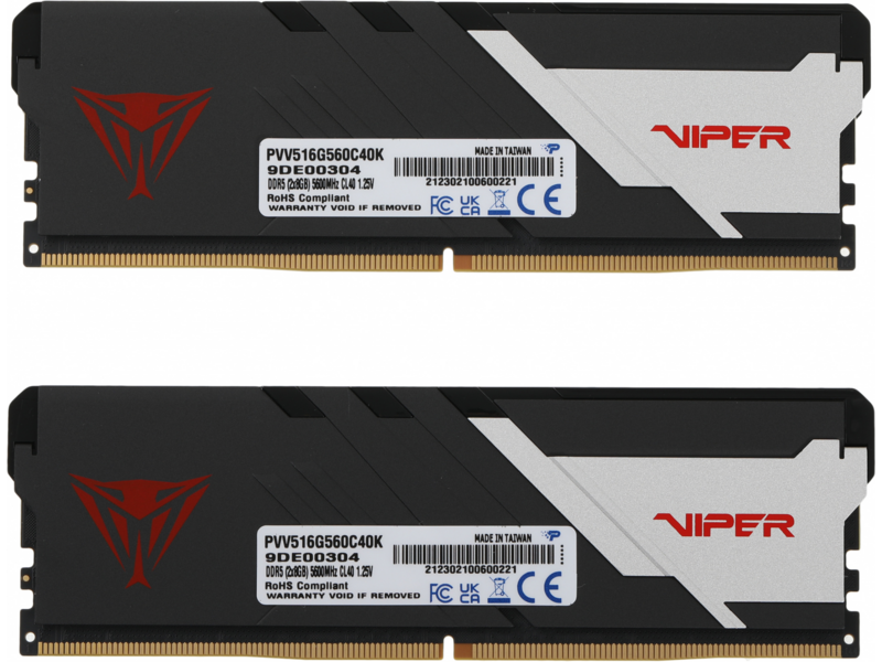 Память DDR5 2x8Gb 5600MHz Patriot PVV516G560C40K Viper Venom RTL Gaming PC5-44800 CL40 DIMM 288-pin 1.25В kit с радиатором Ret