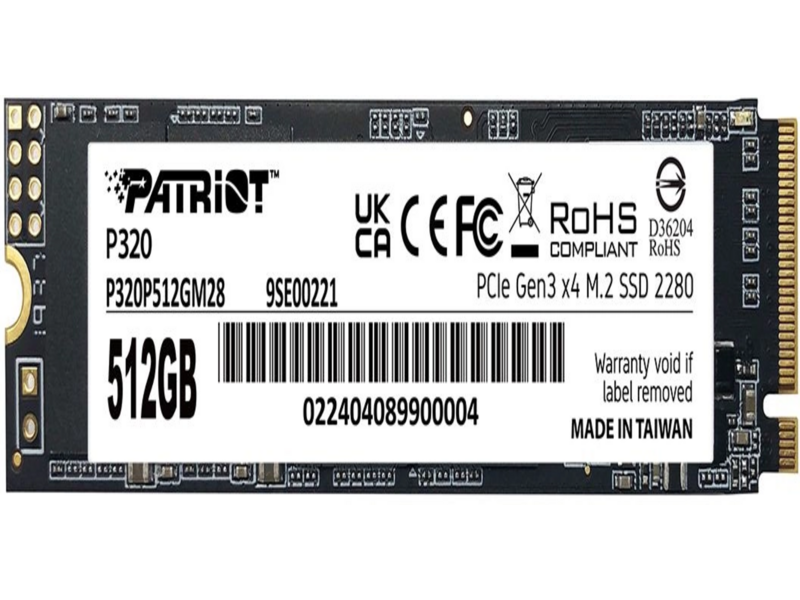 Накопитель SSD Patriot PCIe 3.0 x4 512GB P320P512GM28 P320 M.2 2280