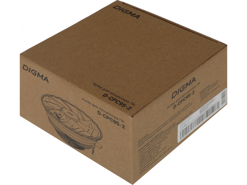 Устройство охлаждения(кулер) Digma D-CPC95-2 120x120x25mm Soc-AM5/AM4/1200/1700/1851 черный 3-pin 29dB Al 95W 185gr Ret