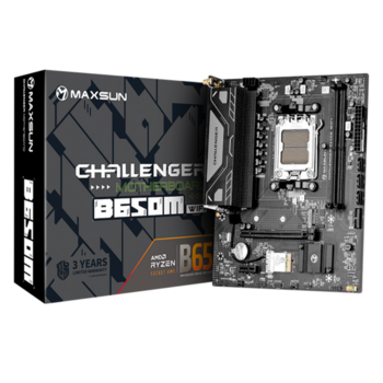 Материнская плата MAXSUN MS-Challenger B650M WIFI, AM5, B650, 2*DDR5, 3*SATA3, M.2, 4*USB 3.2, 2*USB 2.0, 1*PCIEx16, 1*PCIEx1, DP+HDMI, mATX