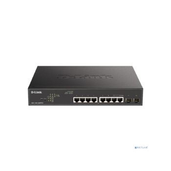 D-Link DGS-1100-10MPPV2/A3A Настраиваемый L2 коммутатор с 8 портами 10/100/1000Base-T и 2 портами 1000Base-X SFP (порты 1-8 PoE 802.3af/at, порты 7-8 PoE 802.3bt, PoE-бюджет 242 Вт)