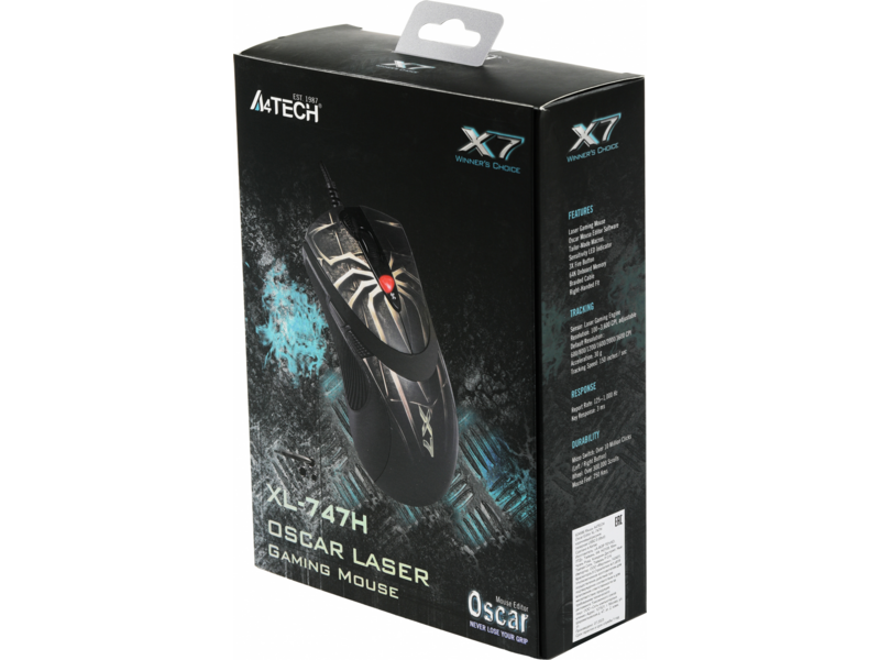 Мышь A4Tech Oscar Editor XL-747H коричневый/рисунок лазерная 3600dpi USB2.0 6but (XL-747H (BROWN SPIDER))
