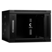 Cabeus SH-05F-6U60/35-BK Шкаф телекоммуникационный настенный 19" 6U 600x350x368mm (ШхГхВ) дверь стекло, цвет черный (RAL 9004)