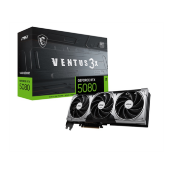 Видеокарта MSI PCI-E nVidia GeForce RTX 5080 16G VENTUS 3X OC (16Gb/GDDR7/256 bit/HDMI, DP) RTL (RTX 5080 16G VENTUS 3X OC)