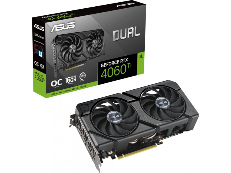 Видеокарта Asus PCI-E 4.0 DUAL-RTX4060TI-O16G-EVO NVIDIA GeForce RTX 4060TI 16Gb 128bit GDDR6 2595/18000 HDMIx1 DPx3 HDCP Ret