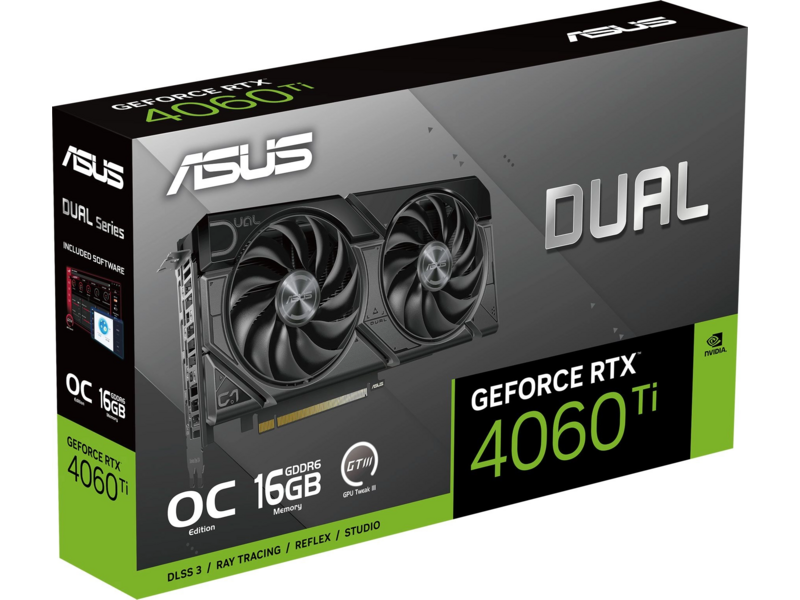 Видеокарта Asus PCI-E 4.0 DUAL-RTX4060TI-O16G-EVO NVIDIA GeForce RTX 4060TI 16Gb 128bit GDDR6 2595/18000 HDMIx1 DPx3 HDCP Ret