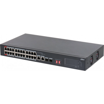 Коммутатор Dahua DH-S3226-24ET-240 (L2) 24x100Мбит/с 2xКомбо(1000BASE-T/SFP) 2SFP 24PoE неуправляемый