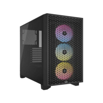 Корпус без блока питания Корпус без блока питания/ Case Corsair 3000D RGB Airflow, Midi-Tower, TG, 3x120mm RGB, 2xUSB-A 3.2, E-ATX, ATX, mATX, mITX Black